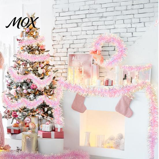 DIY Bastelgirlande Streifen 78 Zoll Rosa Lametta Weihnachtsdekoration, Glitzer Metallisch Gedreht Saisonale Event Hängedekoration für Weihnachtsbaum, Hochzeit,