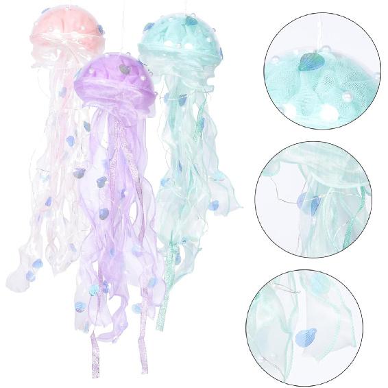 DOITOOL Unique Jellyfish Lanterns Paper Lamps 3pc DIY Kit for Ocean-Themed Decorations and Parties