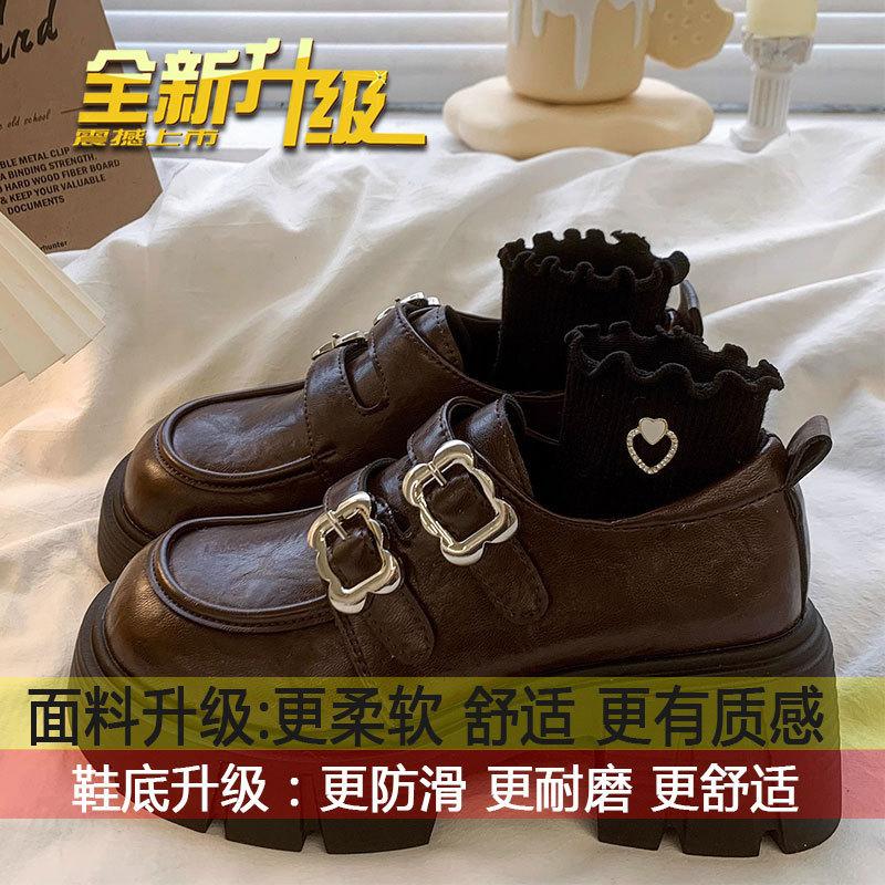 

Британские туфли-лоферы женские весна-осень 2025 года новые толстые каблуки на платформе ретро модные маленькие туфли Мэри Джейн из кожи 40