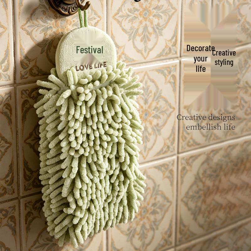 Chenille Quick-Dry Hanging Hand Towel - Cute & Absorbent for Kitchen, Bathroom, and Toilet