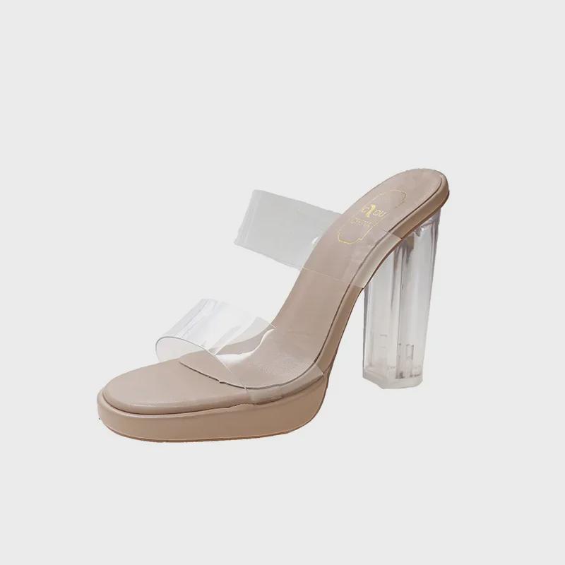Women's High Heel Sandals: 2024 Summer Crystal Design – Lightweight, Transparent for Outdoor Wear