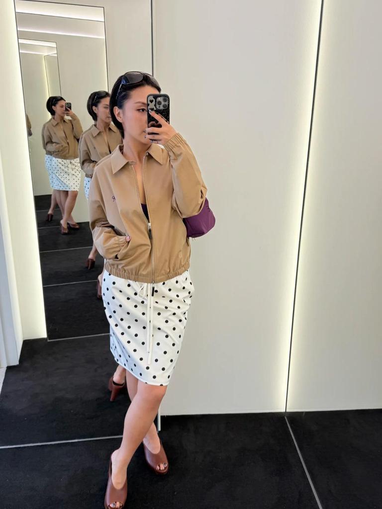 Women's Elegant Apricot Polka Dot Drawstring Hip Wrap Skirt