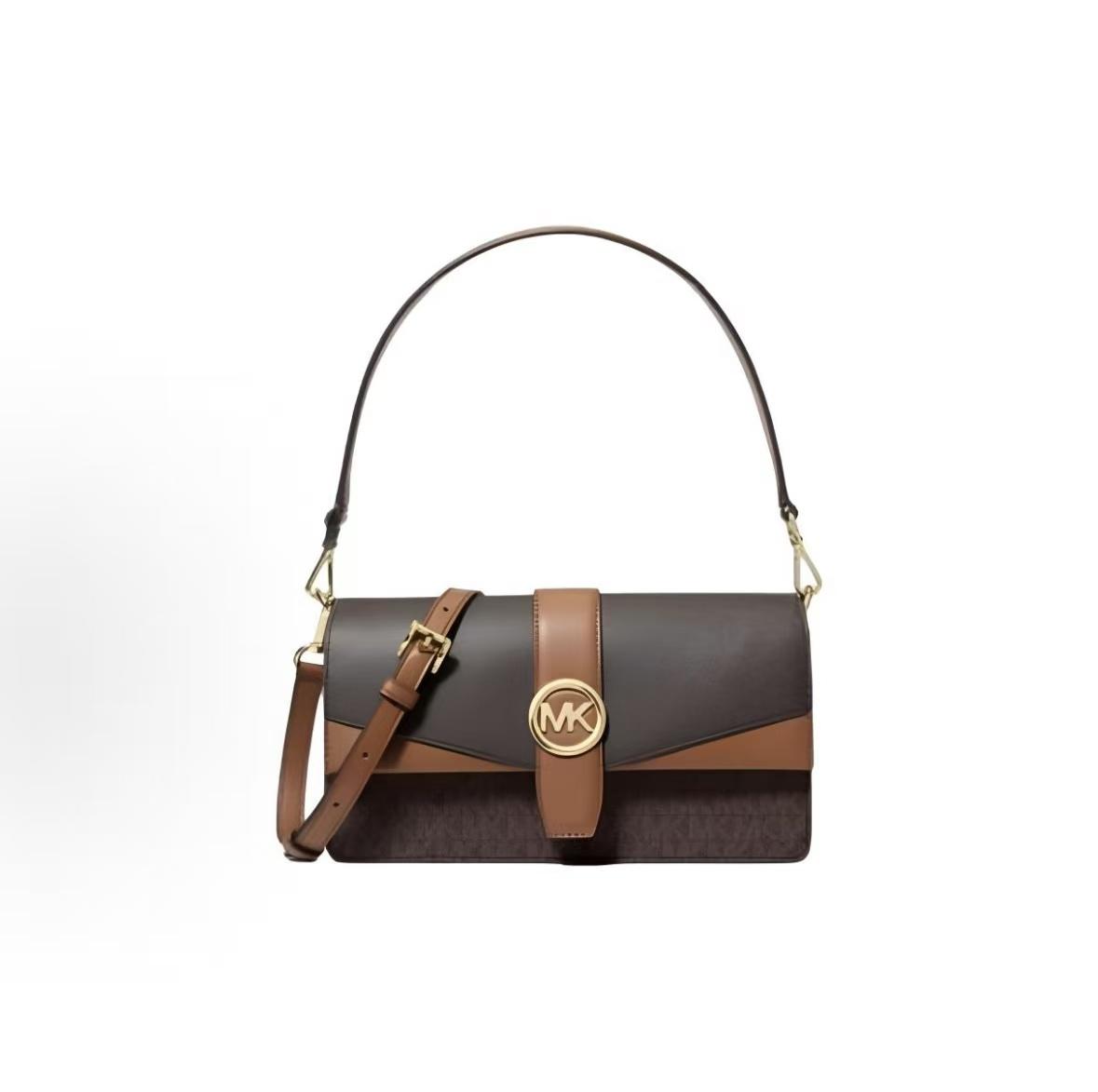 

Michael Kors Mk Greenwich Logo Print Coated Canvas Crossbody Bag Medium Women Crossbody Bag Brown Gold 35F5GGRL2B-BROWN Box(Basic Set+Box)