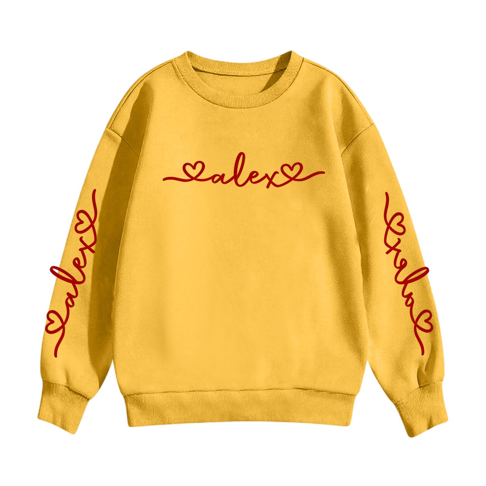 

Children s Casual Round Neck Printed Pullover Long-sleeved Hooded Sweatshirt Top 160 жовтий