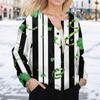 Women's Stylish St. Patrick Print Long Sleeve  Fleece Cardigan Button Jacket