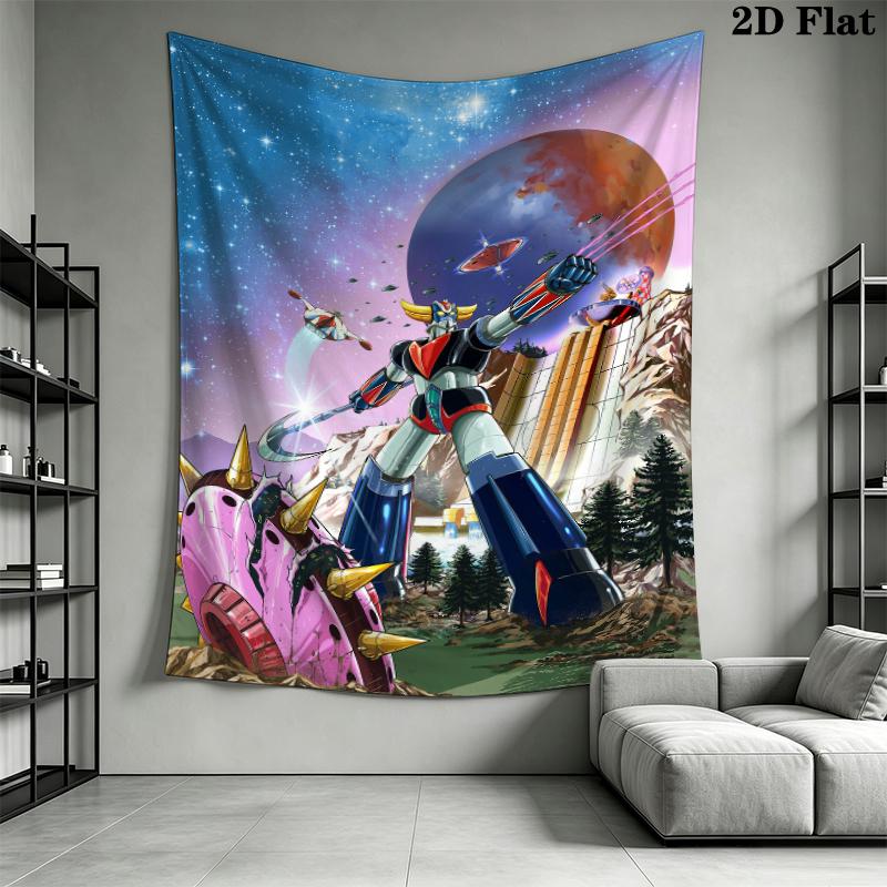 Grendizer Goldorak Wall Tapestry Aesthetic Wall Hanging Printed Fabric Blanket Decorative Tapestries for Bedroom Living Room Home Decor