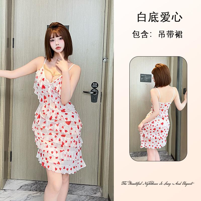 Pure Desire Women's Lace Mesh Nightgown Breathable Deep V Multi-Style Cami Sexy Loungewear Options Versatile Seductive Sleepwear with Diverse Choices