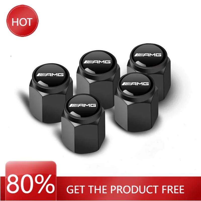 New 80% 5pc Metal Car Tire Wheel Cap Air Valve Stem Protector Cover For Mercedes Benz AMG A B C E S ML GLK GLE GLS GLC SLK Clas