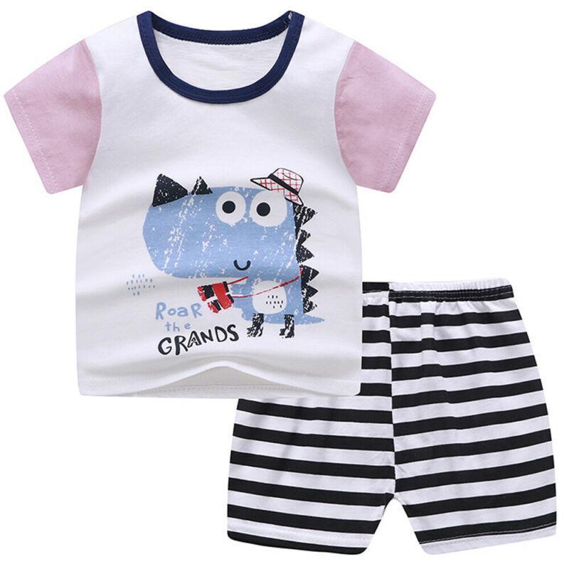 

Літні костюми для хлопчиків з короткими рукавами Повсякденні топи з принтом із зображенням мультфільмів Шорти з принтом 2 шт. Спортивні костюми 90