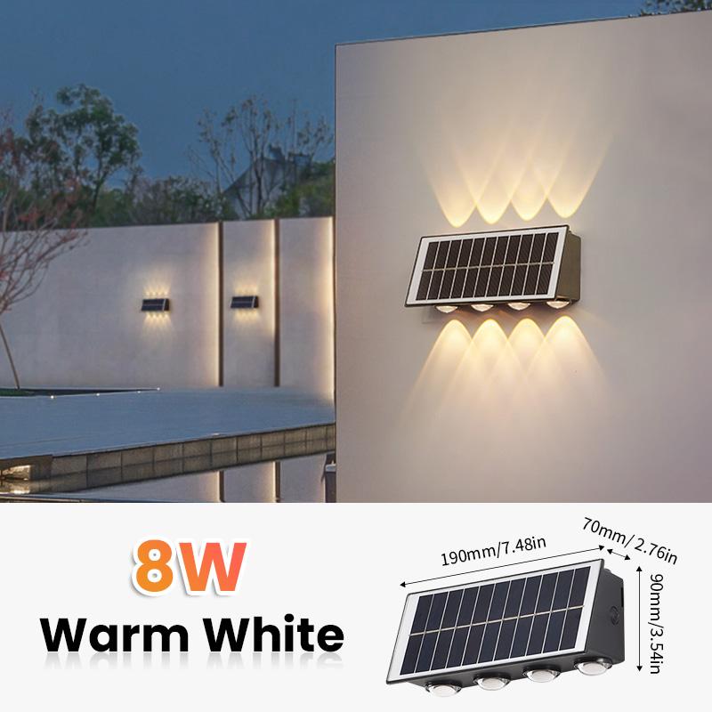 

Светодиодные солнечные прожекторы, наружные настенные светильники, водонепроницаемые 8 Вт, садовые декоративные лампы, верхнее и нижнее освещение для двора, крыльца, балкона, сада 1PC