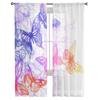 Butterflies And Flowers Painted Watercolors Tulle Sheer Curtains for Living Room Kitchen Decoration Voile Organza Curtains