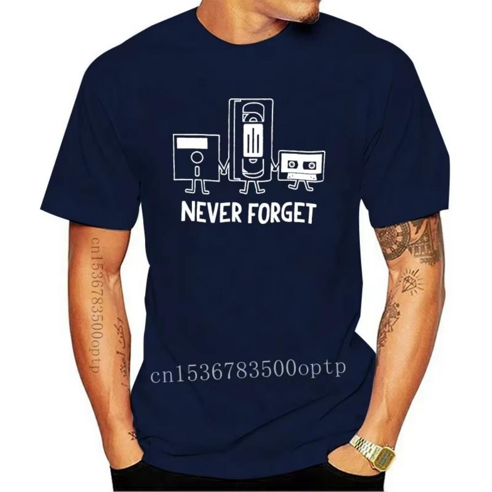 New Retro 1980s 1990s Never Forget Media Floppy Disk VHS Cassette Tape  T Shirt M