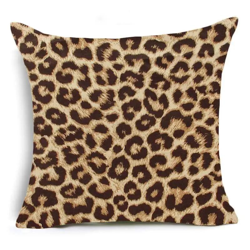 Vikama Wild Animal Print Kussensloop Zebra & Luipaard Kussenhoes American Retro Woonkamer Bank Decoratie Kussensloop Peach skin 18*18(CM)-1Pcs beige
