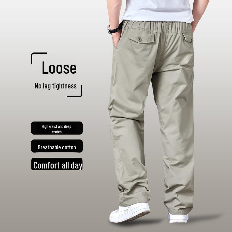 

Men s Plus-Size Loose Fit Overalls, Elastic Waist, Casual Spring/Autumn Trousers M: 100-125 jin