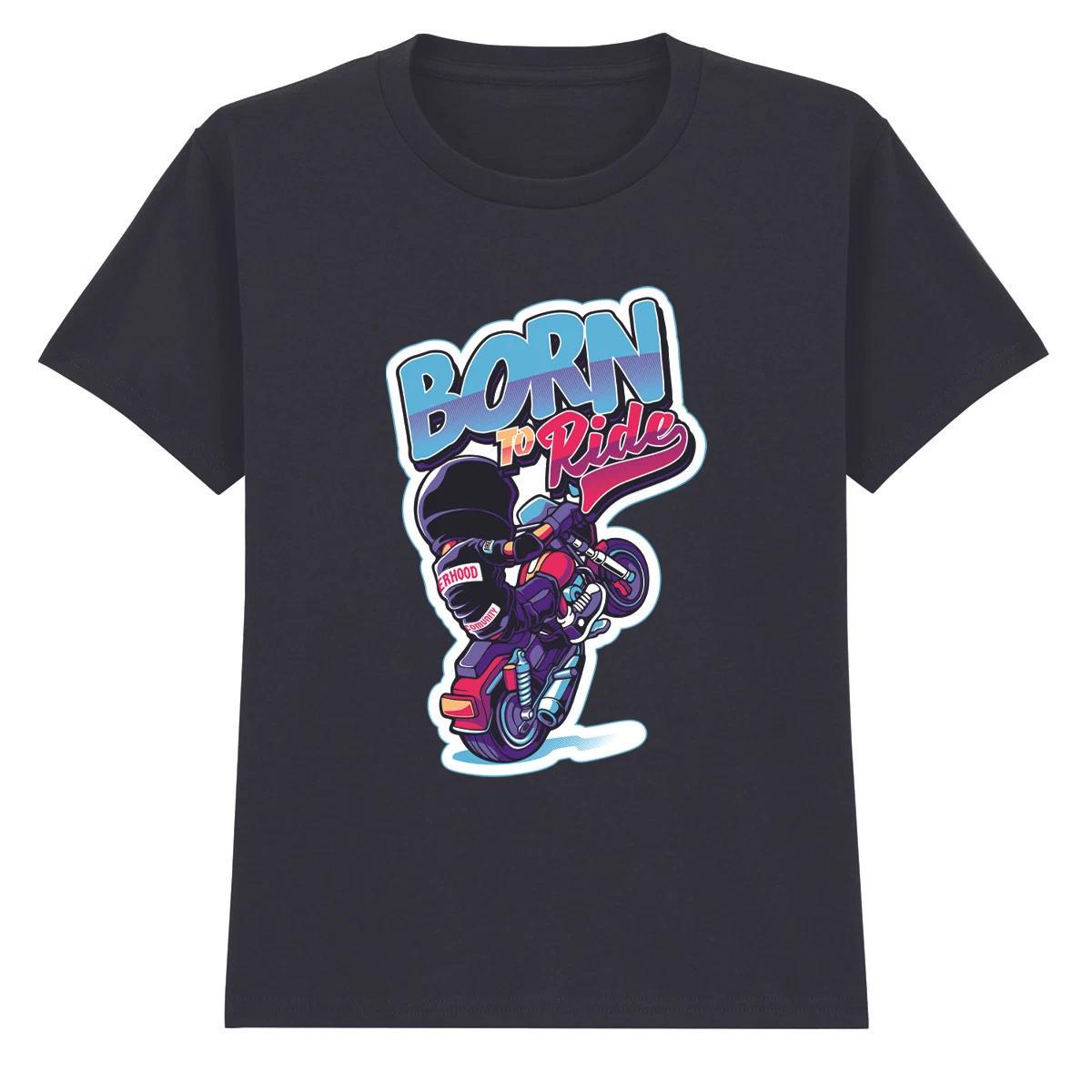 Born To Ride Motorcycle Kids T-Shirt Boys Action Sports Tee 120