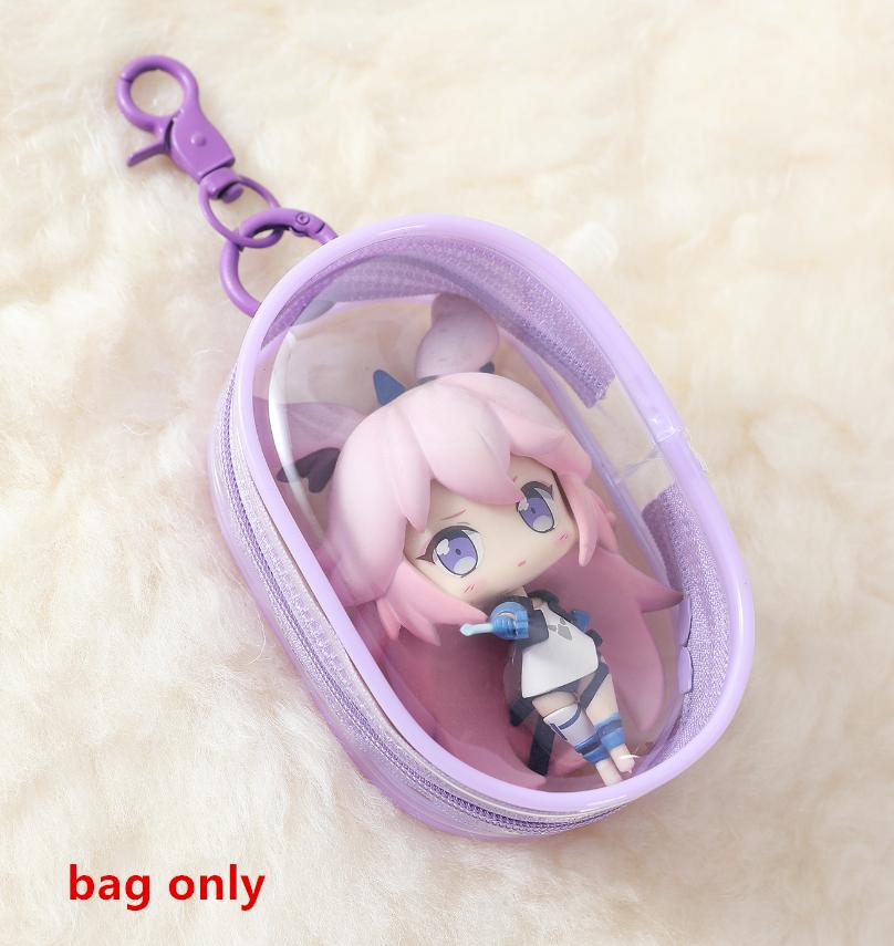 Portable Clear Figure Display Keyring Bag Waterproof Pvc Oval Hanging Blind Box Storage Bags Keychain Organizer Case