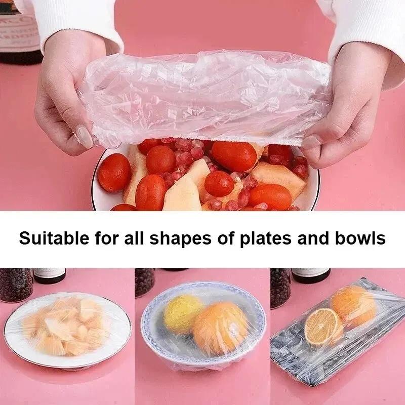 50/100Pcs 40/42cm Disposable Children Shower Cap for Hair Elastic Mesh Shape Plate Plastic Wrap Cover Food Grade Food Cover