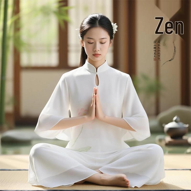 Zenová Meditácia Dámsky Plynúci Vílí Tanečný Kostým - Čínsky Štýl Liečiteľský Majster Oblečenie Set