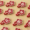 4Pcs Red Flower Adhesive Hooks Good Luck Bathroom Hooks Chinese Style Wall Hooks for Coats Hats Keys Kitchen Entryway