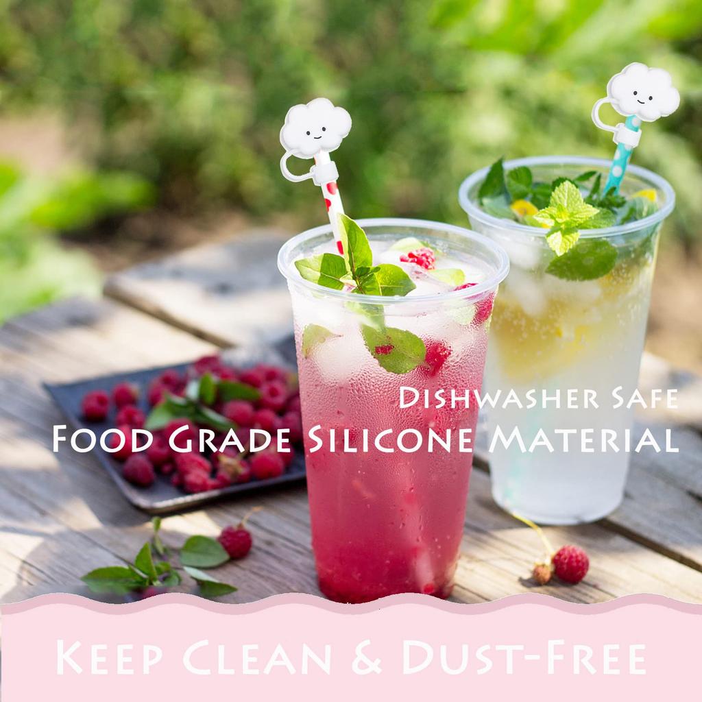 HIUSITY 7Pcs Straw Cover Topper for Stanley Cup Silicone Straw Cap for Tumbler with Handle 40oz Cute Cloud Straw Cover Dustproof Reusable Straw Tooper