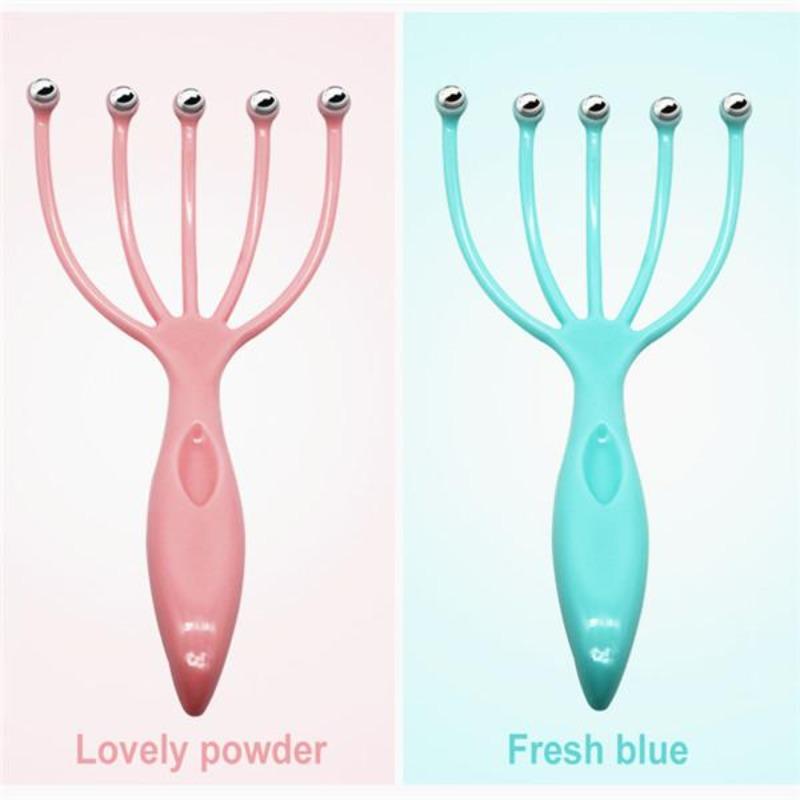 1PC Ball Comb Hair Massager Neck Massage Scalp Pressure Relaxation Spa Healing Scalp Brush Five Finger Massager