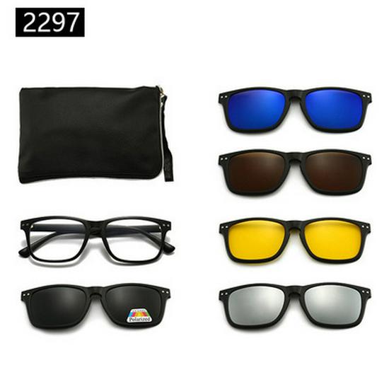 Cross-border TR90 Sunglasses Set: 1 Frame, 5 Polarized Lenses, Unisex, Trendy Driving with Pouch