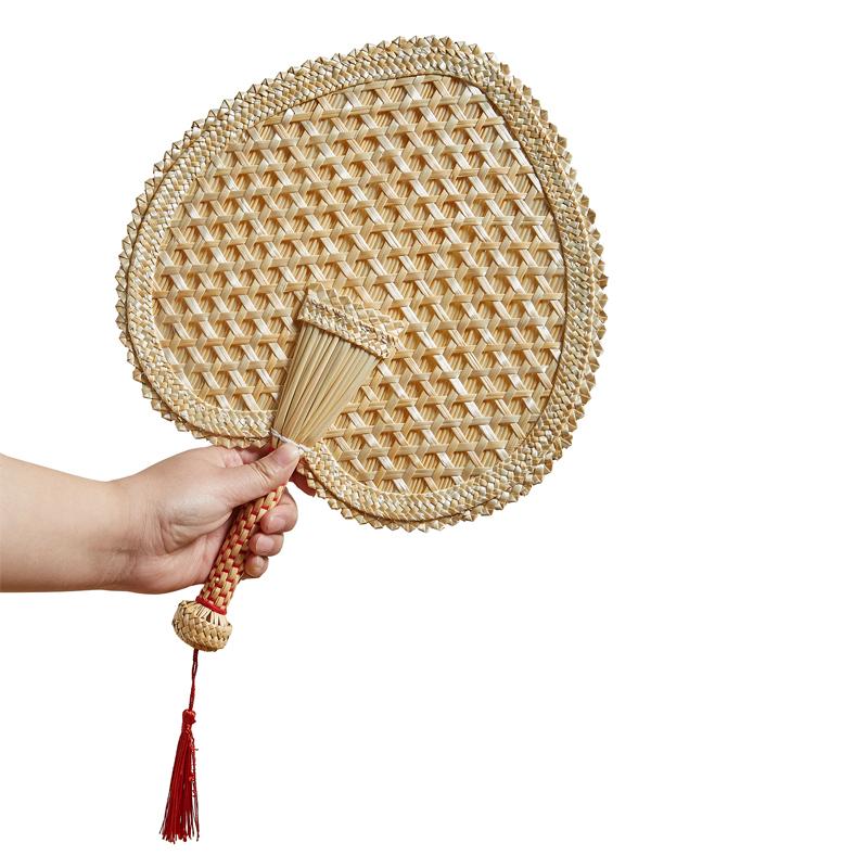 Hand-Woven Elderly Mosquito Repellent Cool Papyrus Straw Fan