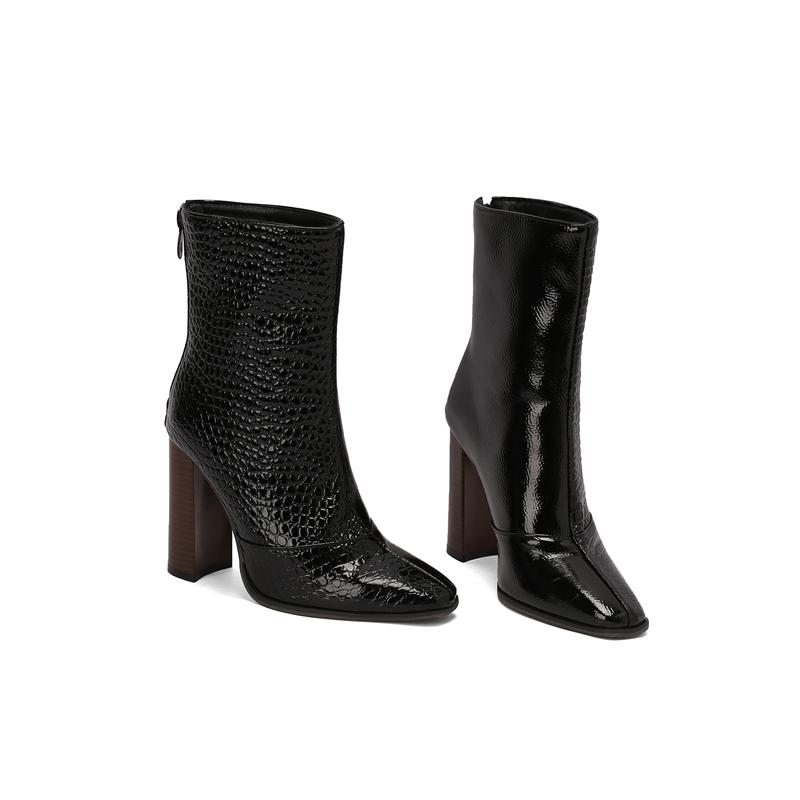 

Модные женские ботильоны с леопардовым принтом, квадратный носок, пэчворк, разноцветные синие джинсы, на молнии, высокие каблуки, праздничная обувь 47 8.5