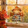 Sunflower Plaid Door Hanger Fall Wooden Hanging Sign, Autumn Scarecrow & Pumpkin Maple Leaf Decorative Wall Art for Home Hanger, Harvest Thanksgiving