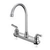 RV Faucet Two Handle Kitchen Faucet High Arch Spout Faucet 360 Swivel 8" Chrome-Plated Metal Bubbler Faucet