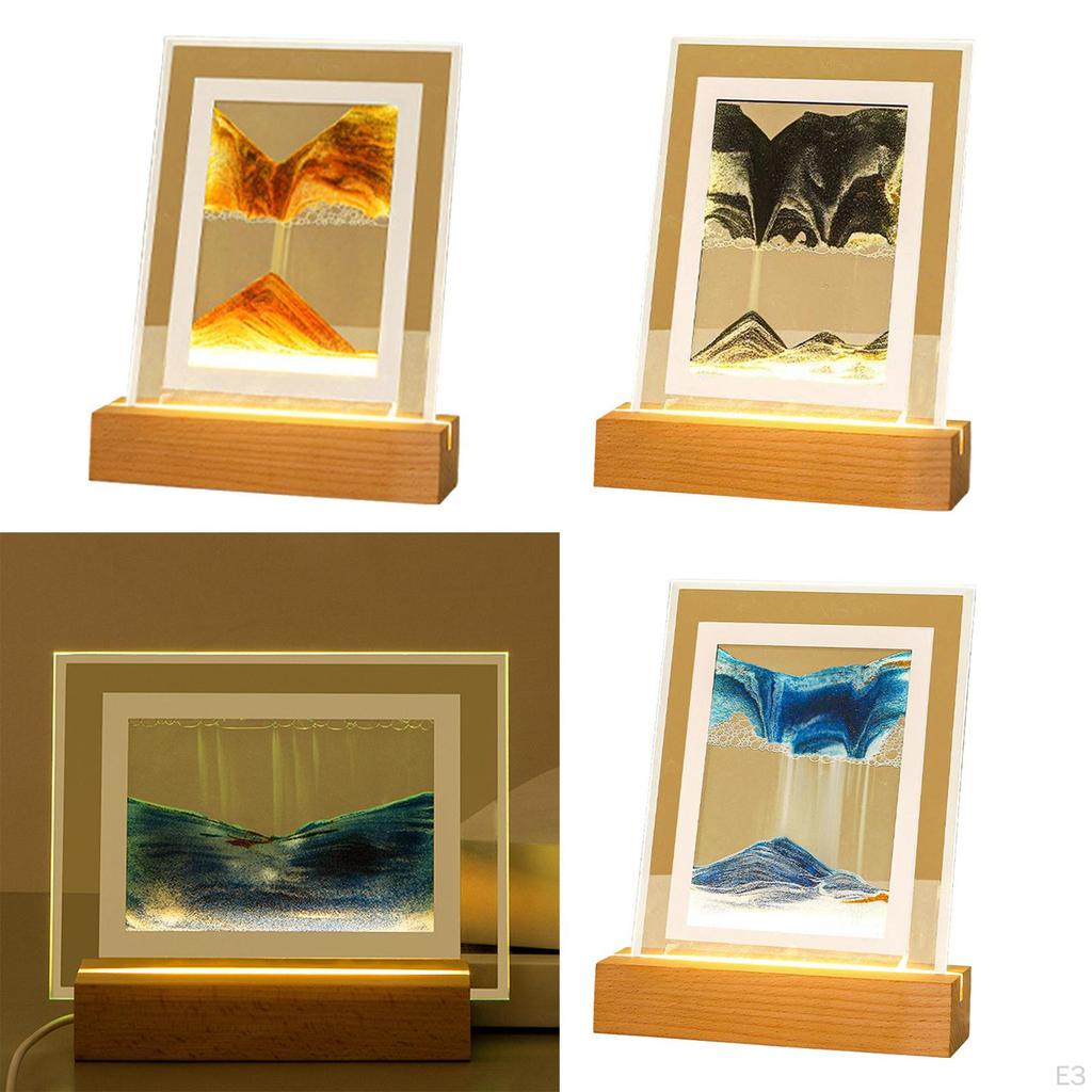 Art Picture, Night Light Landscape Glass for Tabletop Study Room Adults Desktop Decor