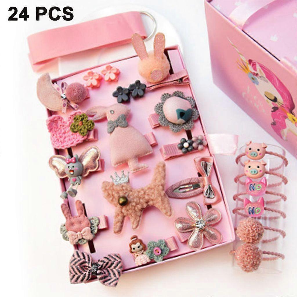 24pcs Gift Set Hair Accessories Baby Girls Hair Clips Bowknot Hair Clips Hair Clips Set Headdresses