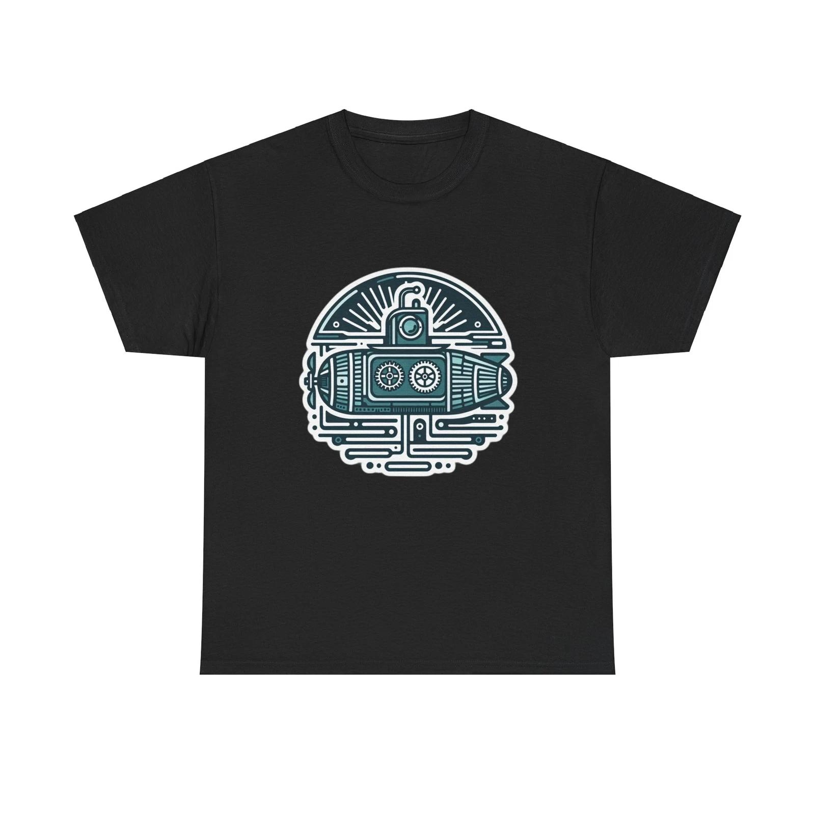 Unisex Adult T Shirt Submarine Steampunk Art Deco Nautical Retro Tee Boat Ocean 2XL