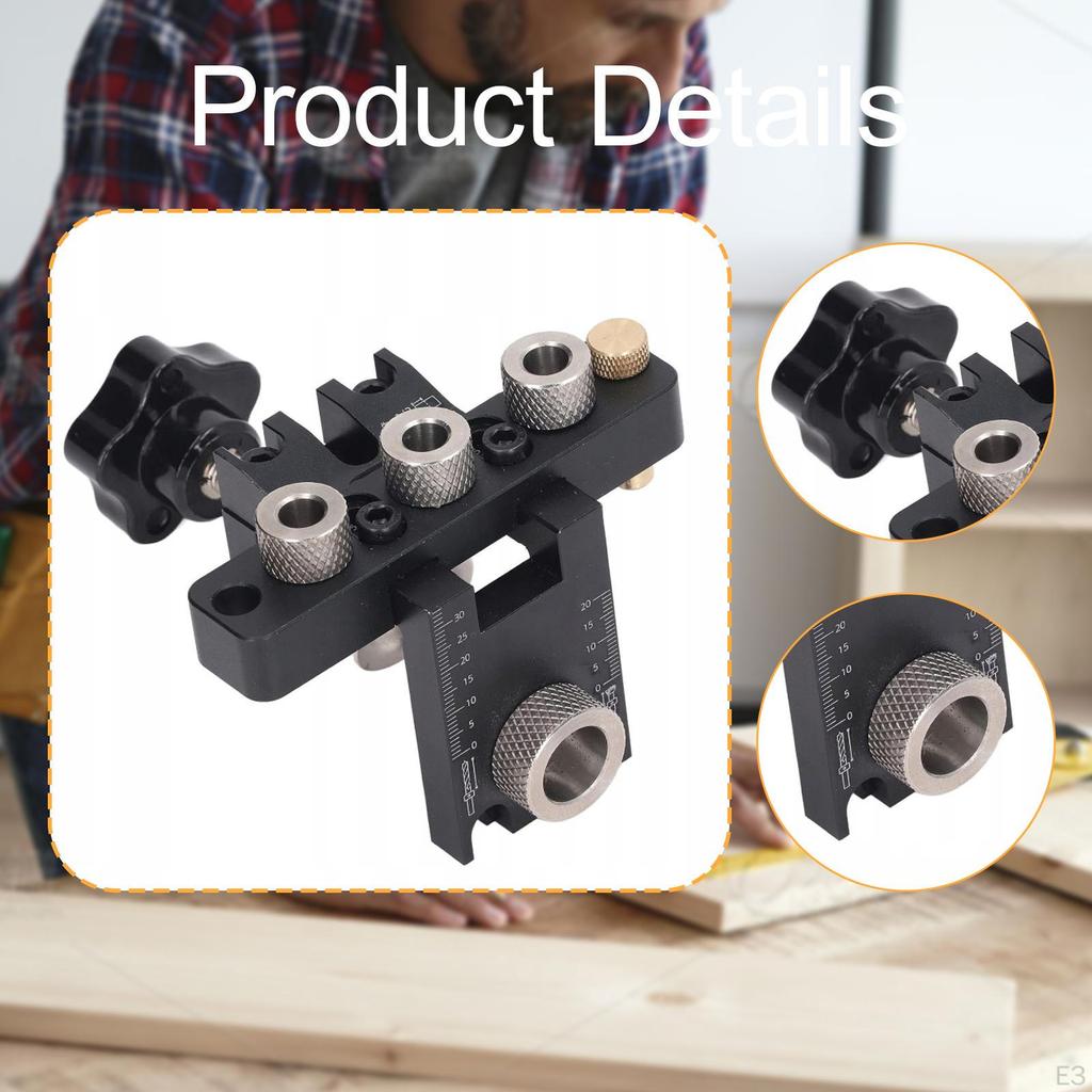 3 in 1 Dowel Jig Adjustable Template Lightweight Woodworking Joints Tool for Furniture
