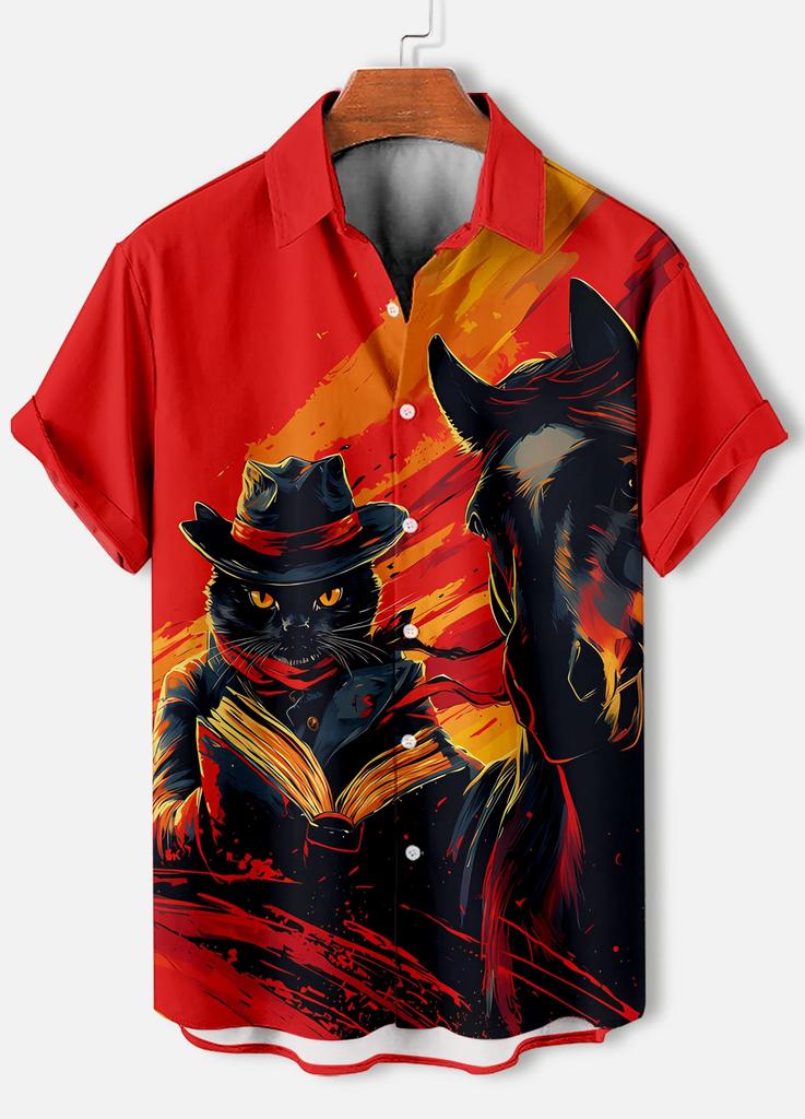 Stylish Men's Short Sleeve Abstract Pattern Shirt, Casual Summer Essential