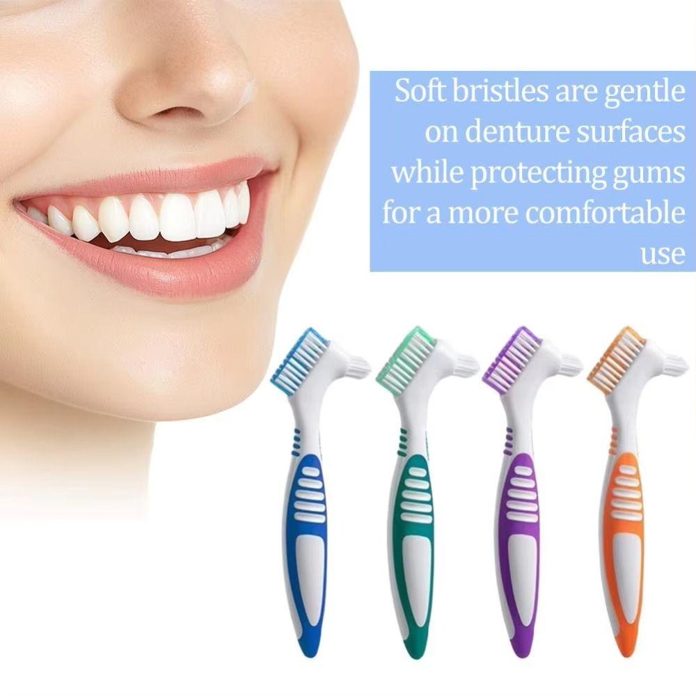 Double Sided Denture Toothbrush Plastic Cleaning Brush New Denture Brush  Orthodontic Care