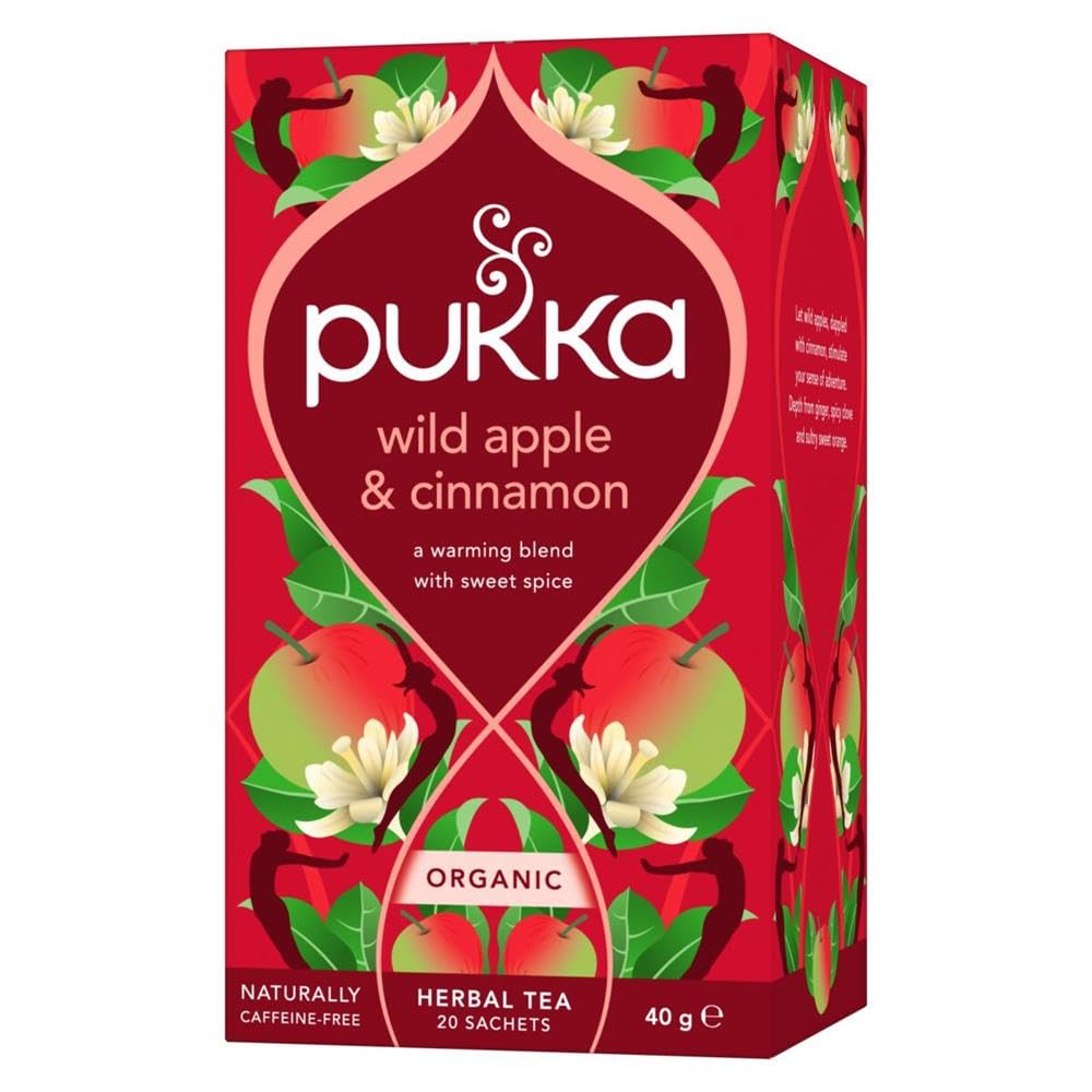 Pukka Herbs | Scatola Tè Biologico Mela Selvatica e Cannella | Infuso Con Zenzero, Arancia e Cardamomo | Perfetto Per Energia Vivace | Caffeina F