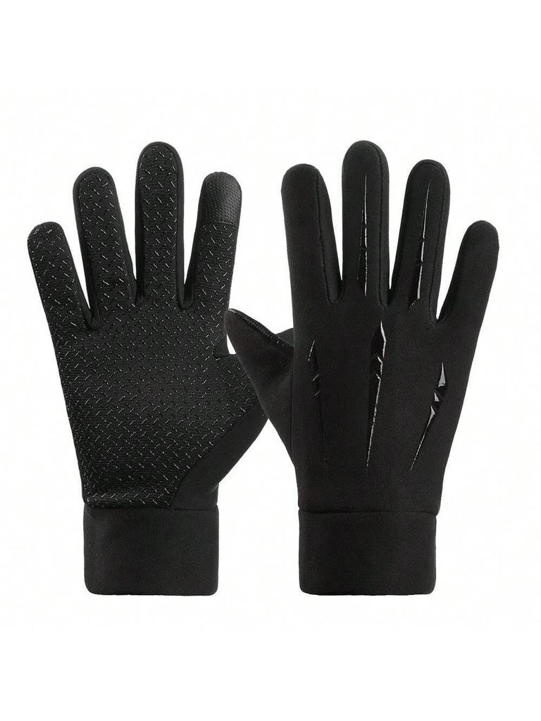 Fleece Lined Warm Motorcycle Gloves Men Full Finger Touchscreen Windproof