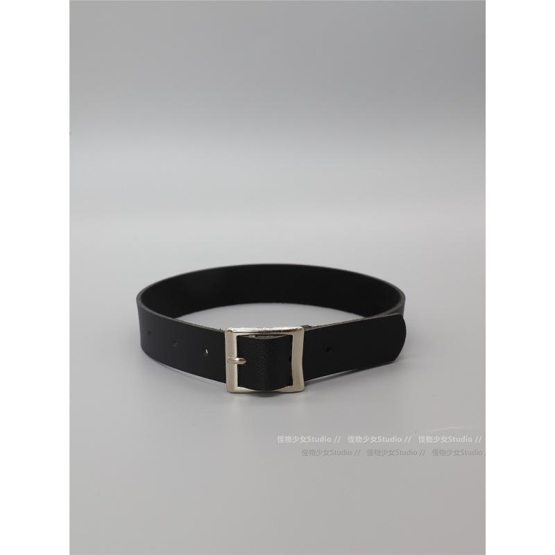 Dark Sweet Cool Square Buckle Choker, Punk Alt Faux Leather Minimal Neck Collar
