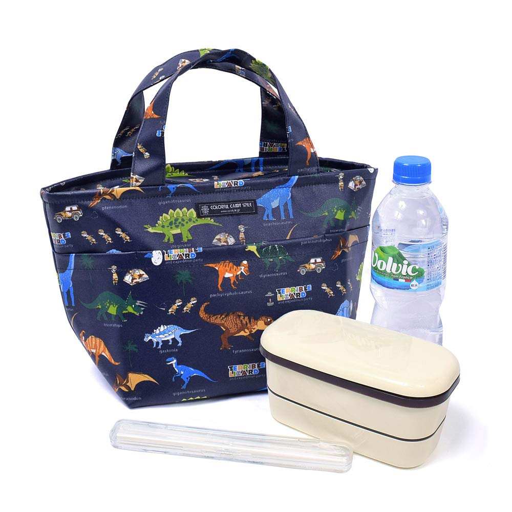 COLORFUL CANDY STYLE Lunch Tote Bag, Lunch Bag, or Sub-Bag: Discover Explore Dinosaur Continent (Navy) ND400600