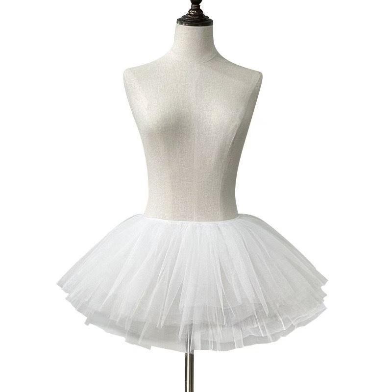 Sweet White Puffy Lace Ballet Skirt - Petite, High Waist, Elastic Waistband