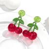 Trendy Acrylic Red Cherry Women's Earrings Cute Fashion Transparent Fruit Drop Earring Sweet Jewelry Birthday Gift