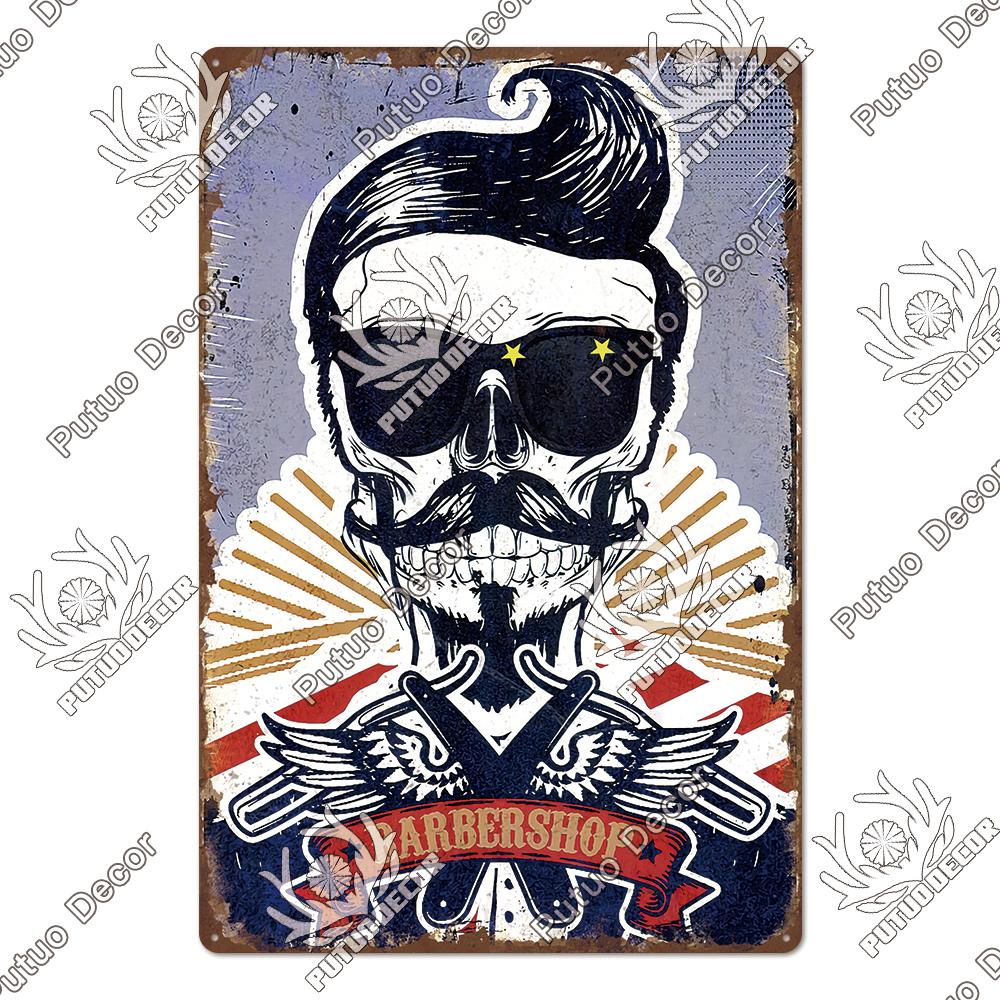 Decor Barber Tin Sign Plaque Metal Plate Vintage Retro Barber Shop Wall Art Posters Iron Painting for Room House Stickers