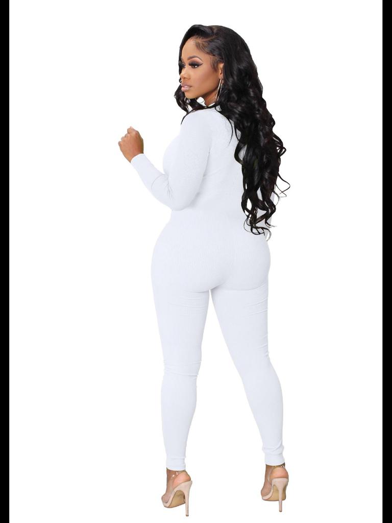 2022 Autumn European and American Pit Stripe Zipper Sports Jumpsuit