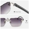 Fashion Square Rimless Sunglasses For Women Cross Diamond Metal Frame Luxury Eyewear Cut Lens UV400 Shades Sun Glasses