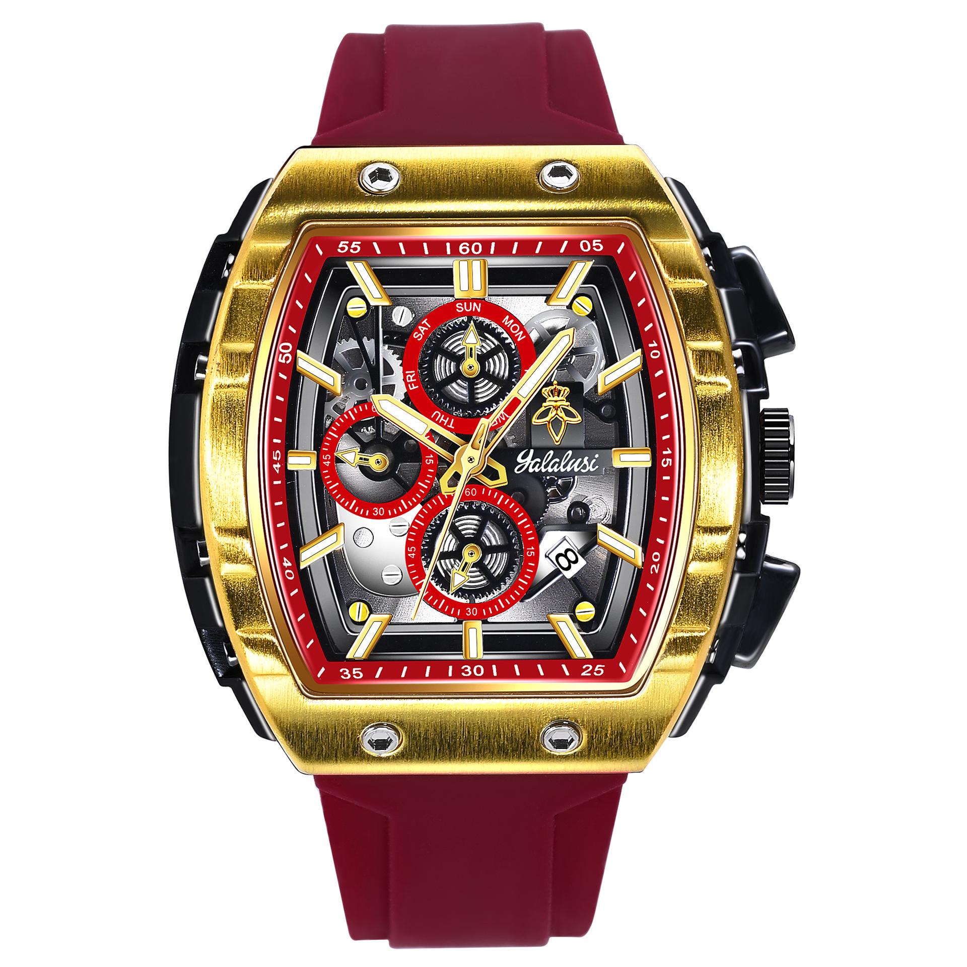 Yalalusi Luxury Sports Men S Watch Hollow Chronograph Men S Watch Silicone Strap Tk Watch