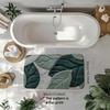 Green Leaf Print Bath Mat – Non-Slip, Durable Rug for Bathroom, Kitchen & Entryway, Perfect Housewarming Gift for New Homeowners