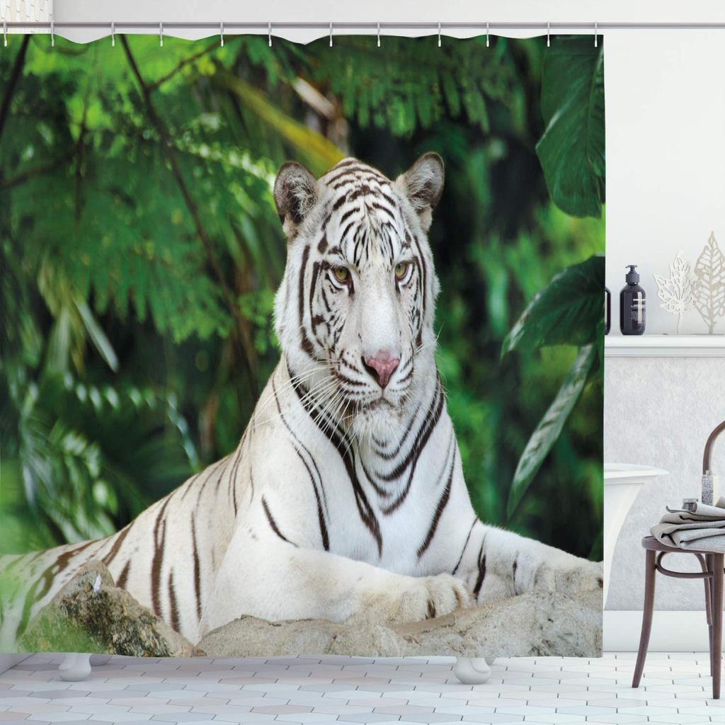 Waterproof Bathroom Shower Curtains Funny Animals Dog Bulldog Pet Pattern 3D Printing Fabric Bath Screens Hanging Curtain Decor