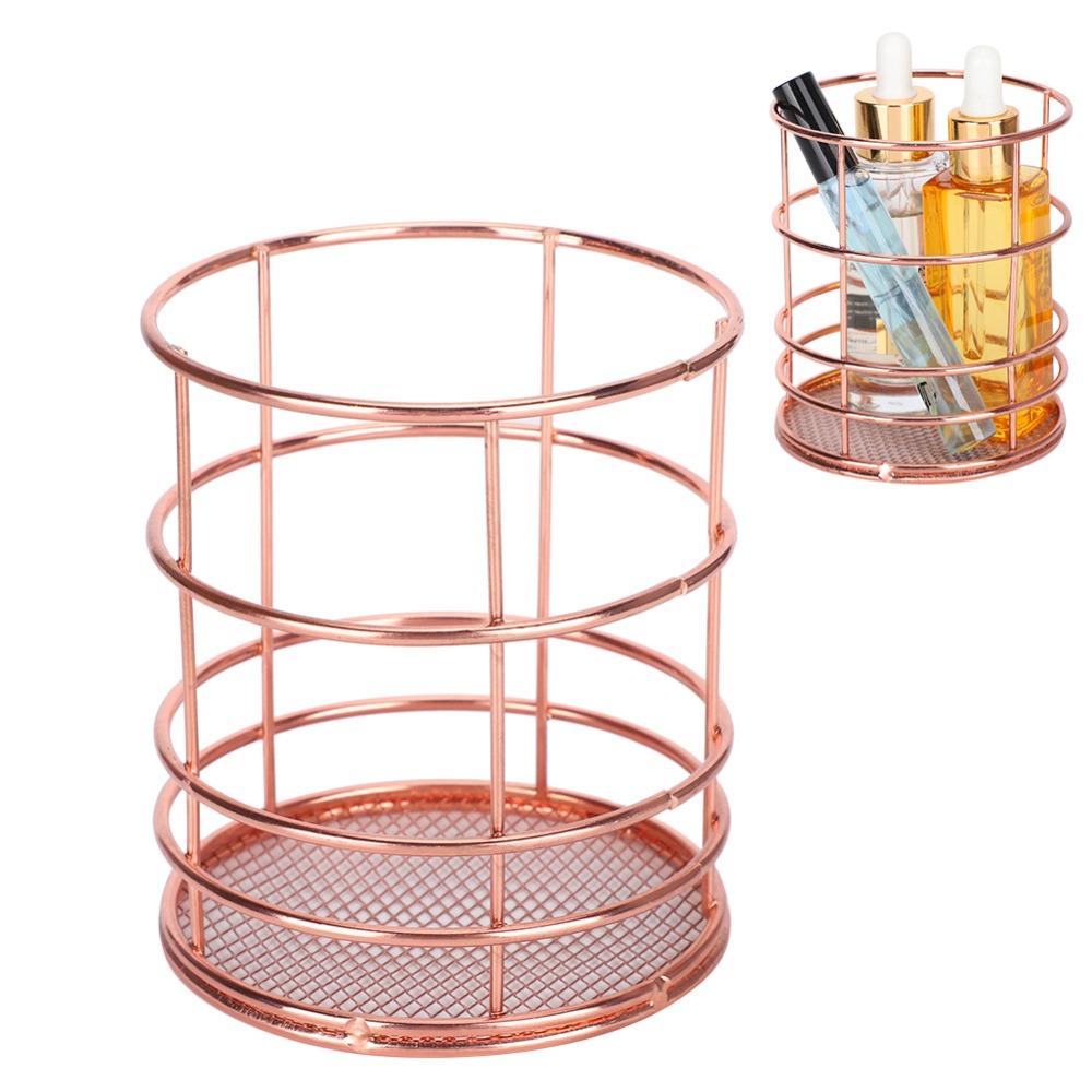 2Pcs Rose Gold Desktop Storage Basket Hollow Design Storage Container  Chopsticks Container