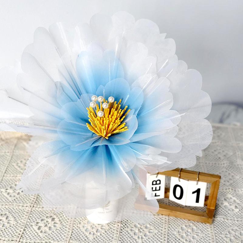 1Pc Wedding Decoration Outdoor Activity Decoration Fluffy Petals Window Decoration Artificial Peony Large Mesh Yarn Beautiful